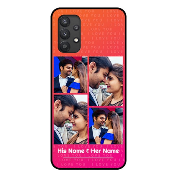 Galaxy M32 5G Custom Glass Phone Case - I Love You Pink Design