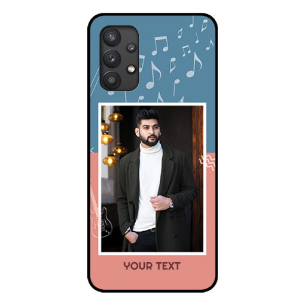 Galaxy M32 5G Photo Printing on Glass Case - with Color Musical Note Design Galaxy M32 5G Photo Printing on Glass Case - with Color Musical Note Design