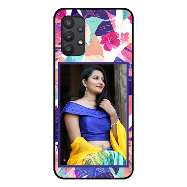 Galaxy M32 5G Custom Glass Mobile Case - Abstract Floral Design