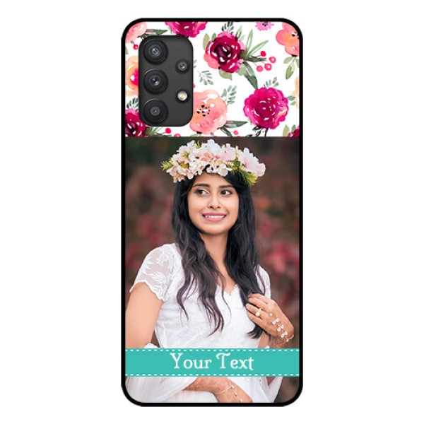 Galaxy M32 5G Custom Glass Phone Case - Watercolor Floral Design