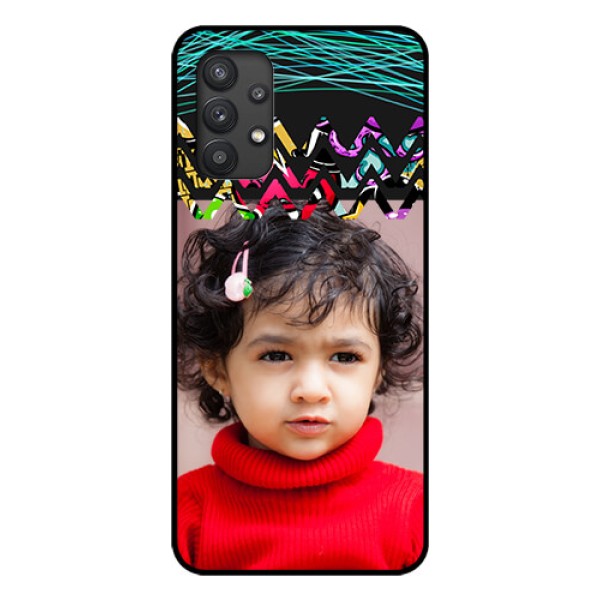Galaxy M32 5G Personalized Glass Phone Case - Neon Abstract Design