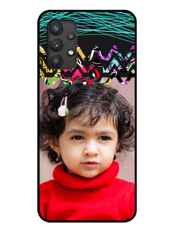 Custom Galaxy M32 5G Personalized Glass Phone Case - Neon Abstract Design