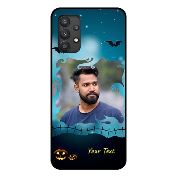 Galaxy M32 5G Custom Glass Phone Case - Halloween frame design