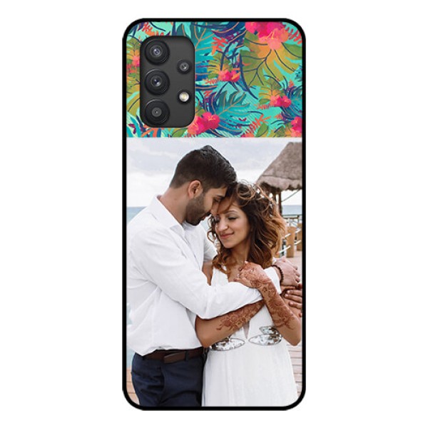 Galaxy M32 5G Photo Printing on Glass Case - Watercolor Floral Design
