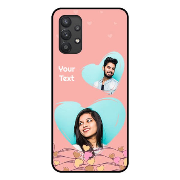 Galaxy M32 5G Custom Glass Mobile Case - Love Doodle Design