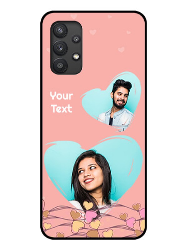 Custom Galaxy M32 5G Custom Glass Mobile Case - Love Doodle Design