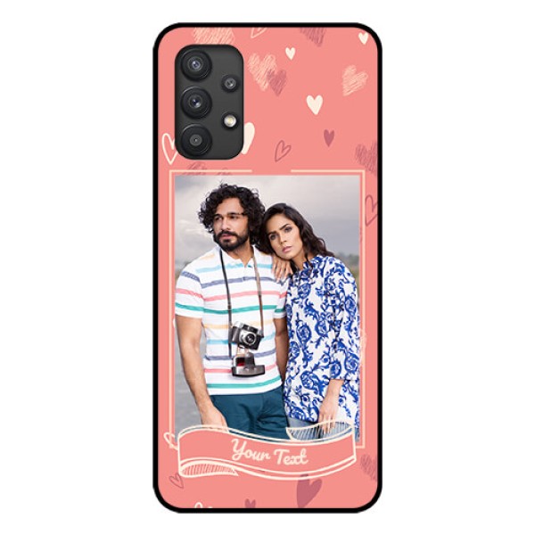 Galaxy M32 5G Custom Glass Phone Case - Love doodle art Design