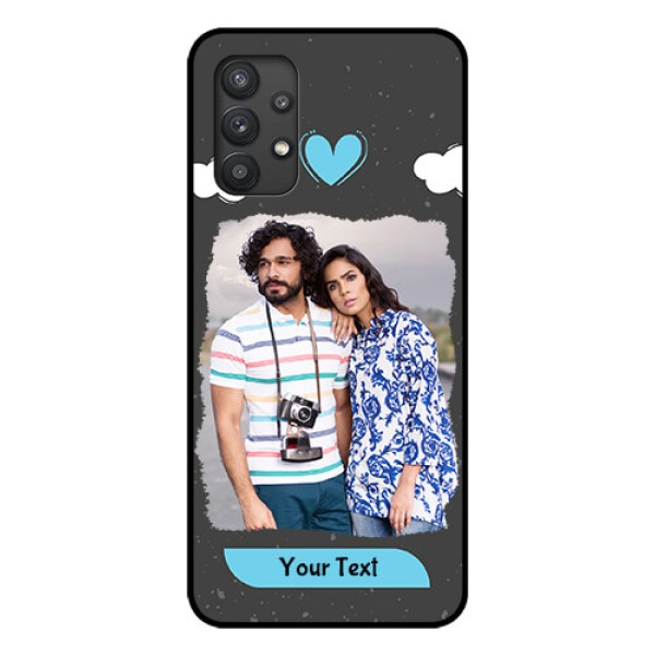 Galaxy M32 5G Custom Glass Phone Case - Splashes with love doodles Design Galaxy M32 5G Custom Glass Phone Case - Splashes with love doodles Design