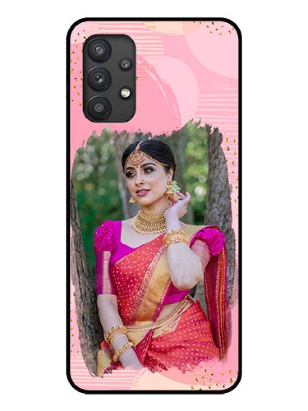 Custom Galaxy M32 5G Personalized Glass Phone Case - Gold Glitter Splash Design