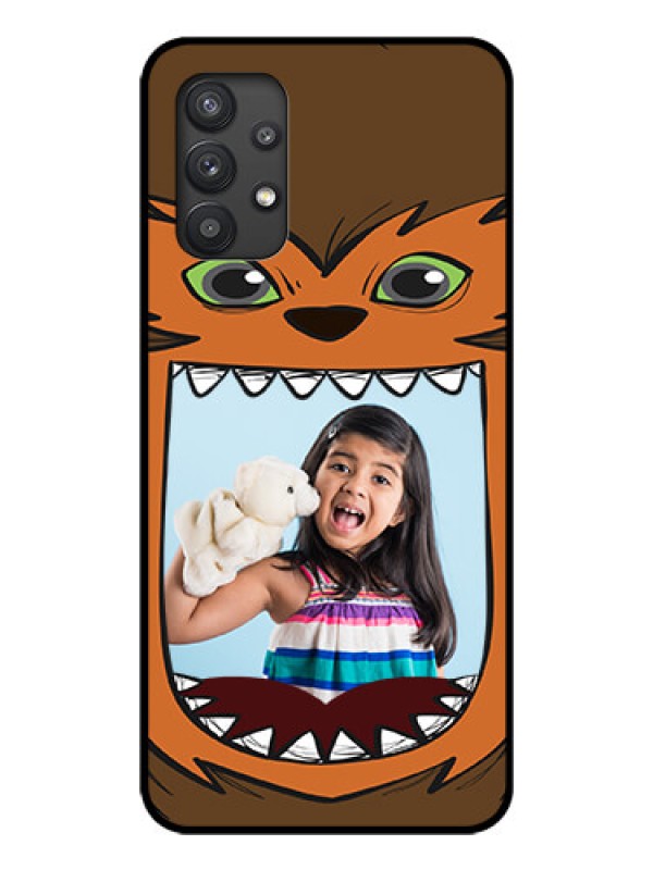 Custom Galaxy M32 5G Photo Printing on Glass Case - Owl Monster Back Case Design