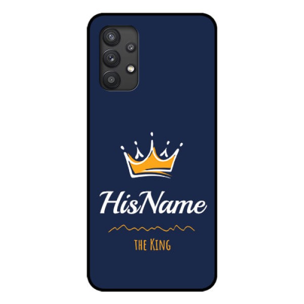 Galaxy M32 5G Glass Phone Case King with Name