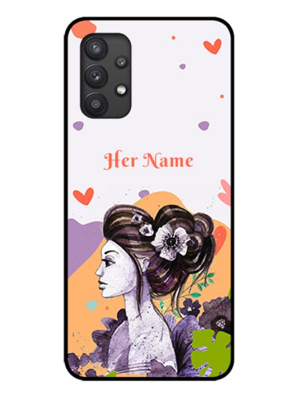 Custom Galaxy M32 5G Personalized Glass Phone Case - Woman And Nature Design