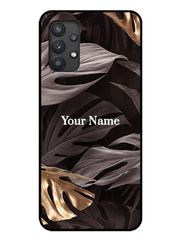 Custom Galaxy M32 5G Personalised Glass Phone Case - Wild Leaves digital paint Design
