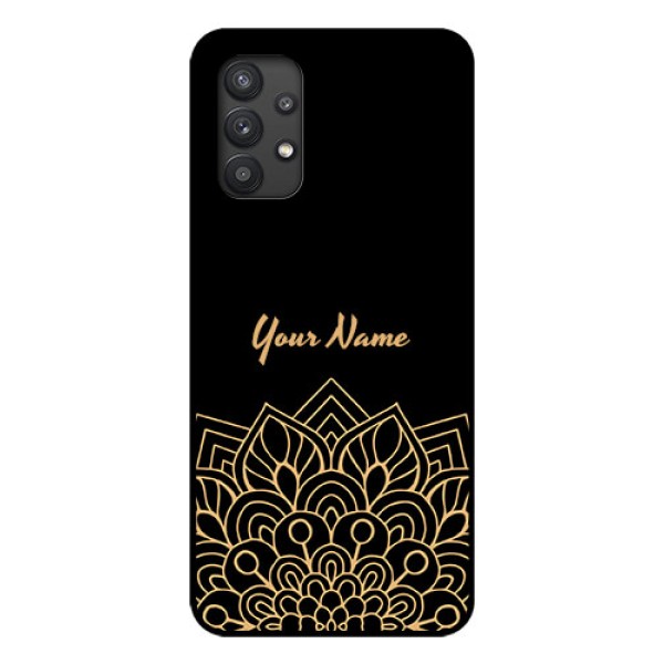 Galaxy M32 5G Custom Glass Phone Case - Golden mandala Design