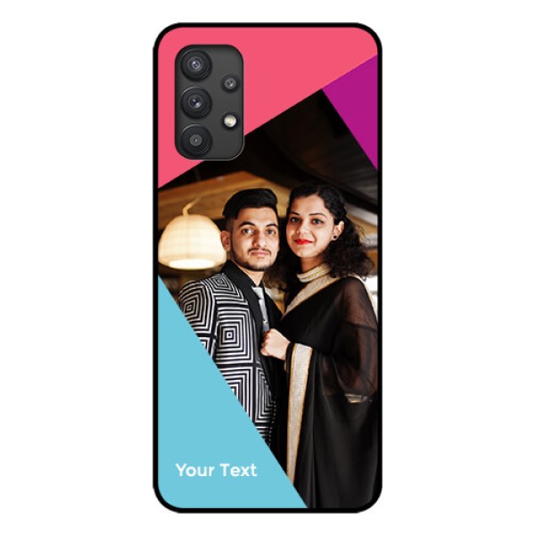 Galaxy M32 5G Custom Glass Mobile Case - Stacked Triple colour Design
