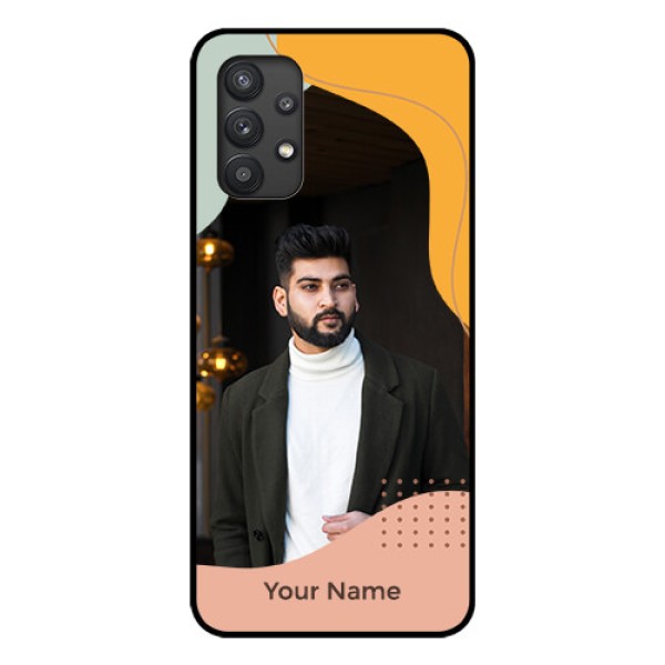 Galaxy M32 5G Personalized Glass Phone Case - Tri-coloured overlay design Galaxy M32 5G Personalized Glass Phone Case - Tri-coloured overlay design