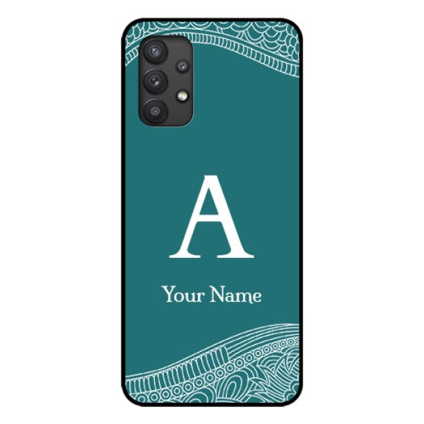 Galaxy M32 5G Personalized Glass Phone Case - line art pattern with custom name Design Galaxy M32 5G Personalized Glass Phone Case - line art pattern with custom name Design