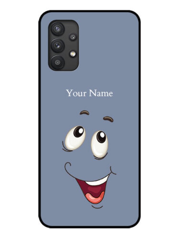 Custom Galaxy M32 5G Photo Printing on Glass Case - Laughing Cartoon Face Design