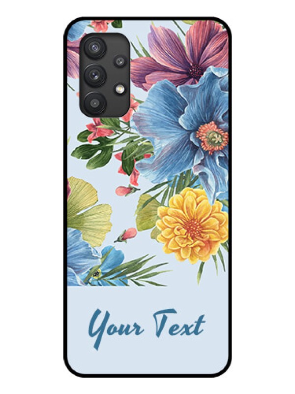 Custom Galaxy M32 5G Custom Glass Mobile Case - Stunning Watercolored Flowers Painting Design