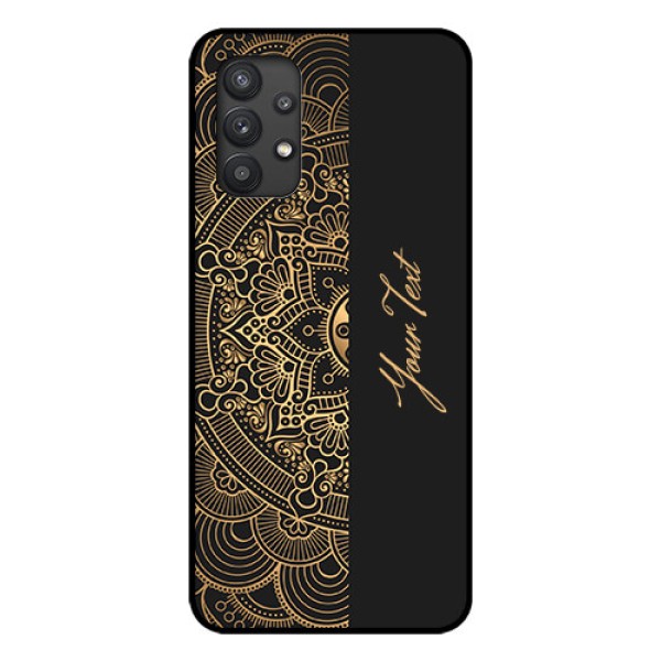 Galaxy M32 5G Photo Printing on Glass Case - Mandala art with custom text Design Galaxy M32 5G Photo Printing on Glass Case - Mandala art with custom text Design