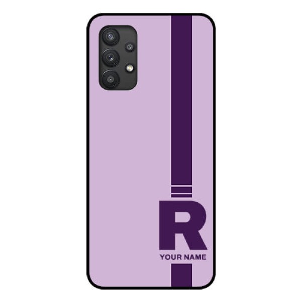 Galaxy M32 5G Photo Printing on Glass Case - Simple dual tone stripe with name Design Galaxy M32 5G Photo Printing on Glass Case - Simple dual tone stripe with name Design