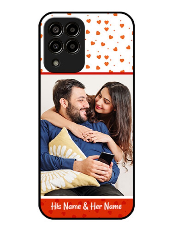 Custom Galaxy m33-5g 5G Custom Glass Phone Case - Orange Love Symbol Design