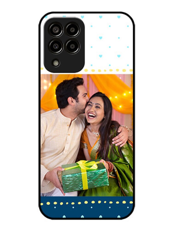 Custom Galaxy m33-5g 5G Personalized Glass Phone Case - White and Blue Abstract Design