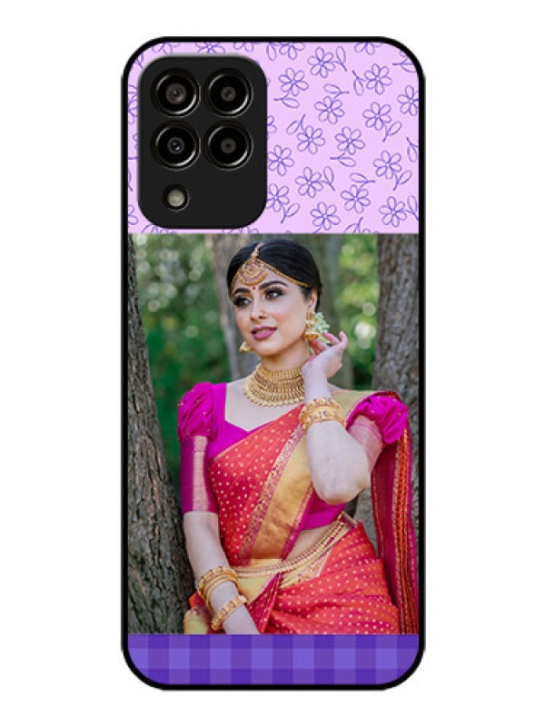 Custom Galaxy m33-5g 5G Custom Glass Phone Case - Purple Floral Design