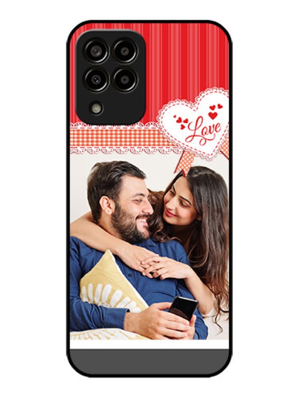 Custom Galaxy m33-5g 5G Custom Glass Mobile Case - Red Love Pattern Design