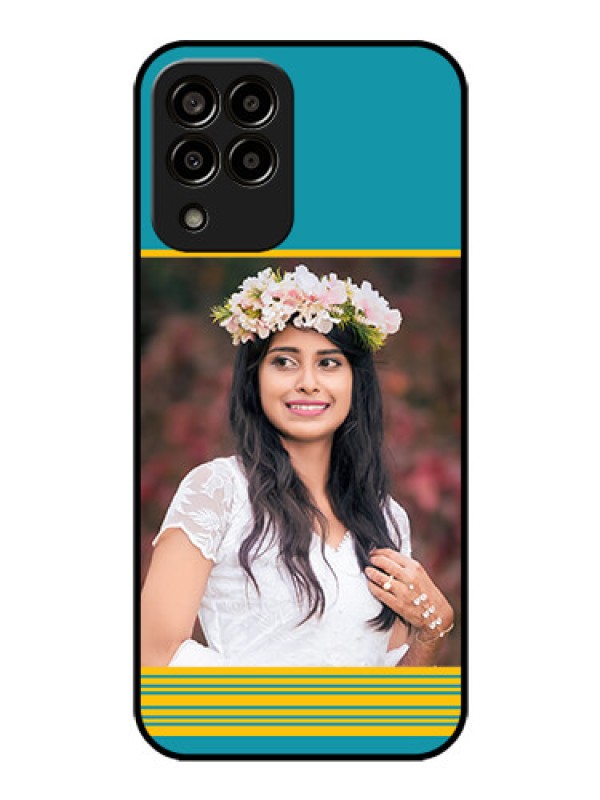 Custom Galaxy m33-5g 5G Custom Glass Phone Case - Yellow & Blue Design