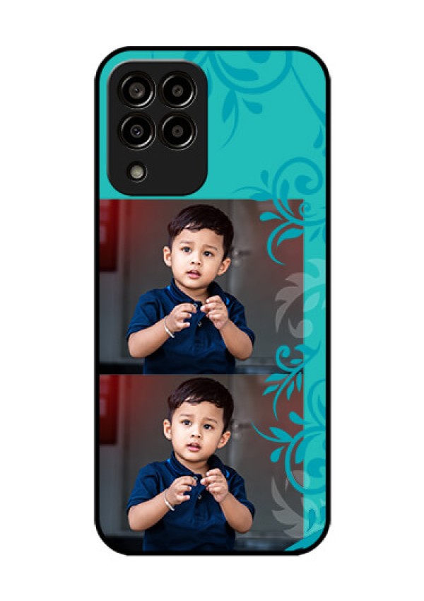 Galaxy m33-5g 5G Personalized Glass Phone Case - with Photo and Green Floral Design