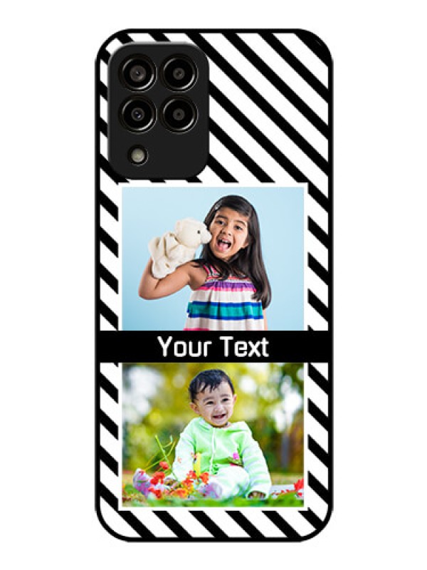 Custom Galaxy m33-5g 5G Photo Printing on Glass Case - Black And White Stripes Design