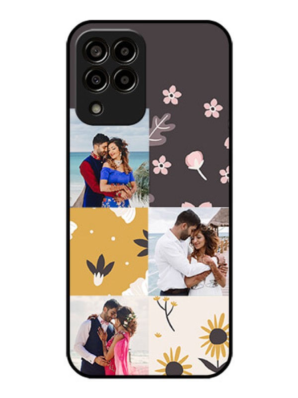 Custom Galaxy m33-5g 5G Photo Printing on Glass Case - 3 Images with Floral Design
