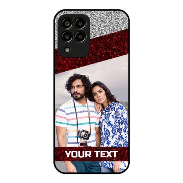 Galaxy m33-5g 5G Personalized Glass Phone Case - Image Holder with Glitter Strip Design Galaxy m33-5g 5G Personalized Glass Phone Case - Image Holder with Glitter Strip Design