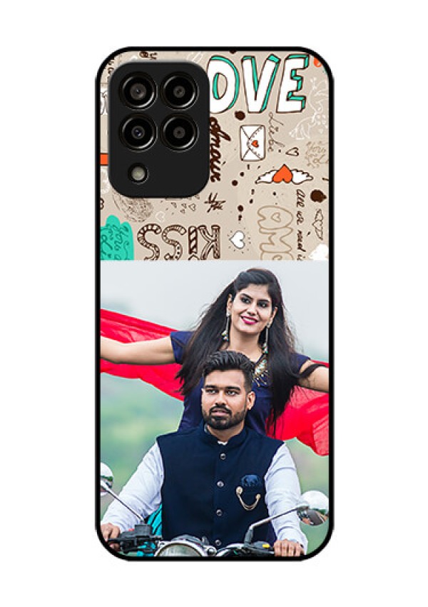 Galaxy m33-5g 5G Custom Glass Phone Case - Love Doodle Pattern