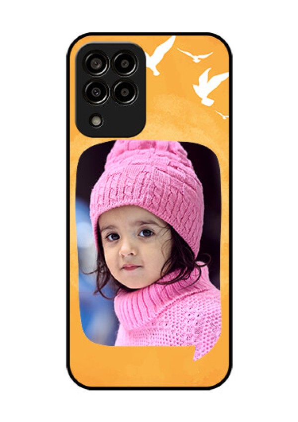 Galaxy m33-5g 5G Personalized Glass Phone Case - Water Color Design with Bird Icons