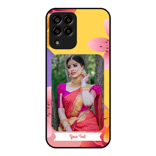 Galaxy m33-5g 5G Custom Glass Mobile Case - 3 Image With Vintage Floral Design