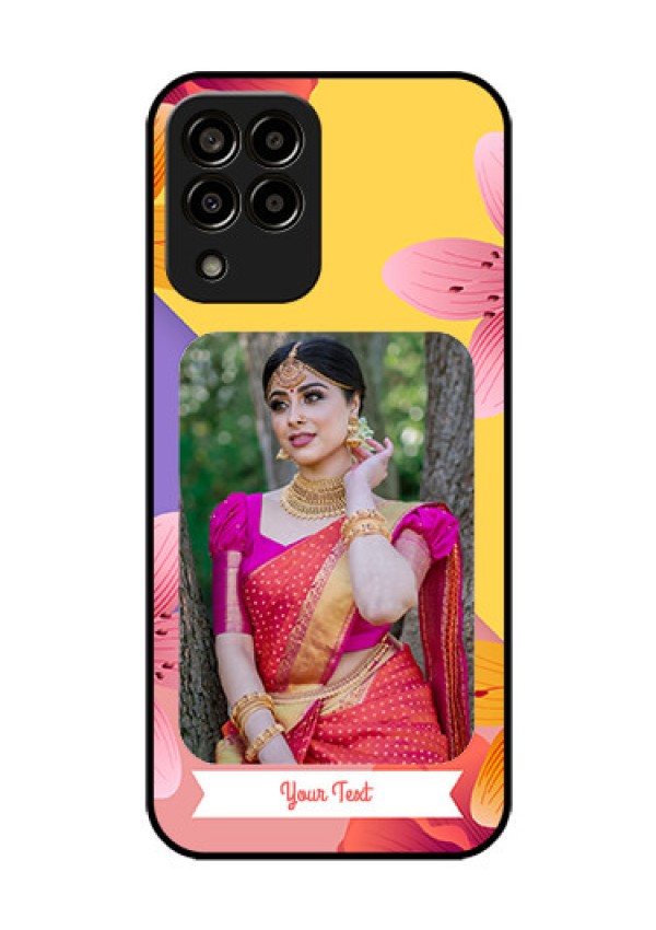 Galaxy m33-5g 5G Custom Glass Mobile Case - 3 Image With Vintage Floral Design