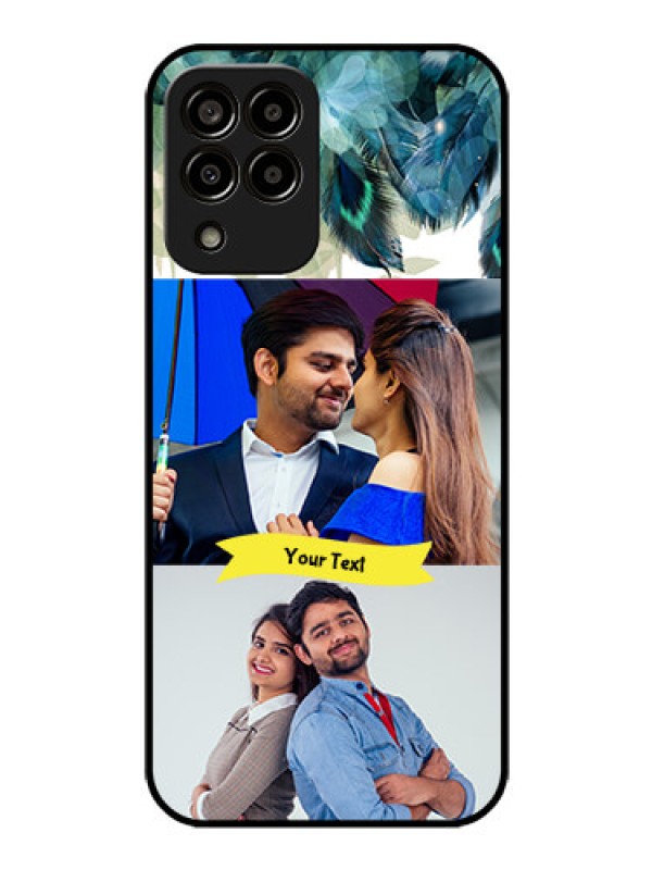 Custom Galaxy m33-5g 5G Personalized Glass Phone Case - Image with Boho Peacock Feather Design