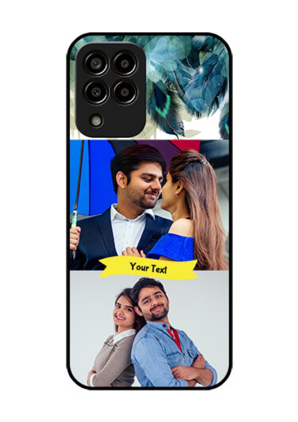 Galaxy m33-5g 5G Personalized Glass Phone Case - Image with Boho Peacock Feather Design