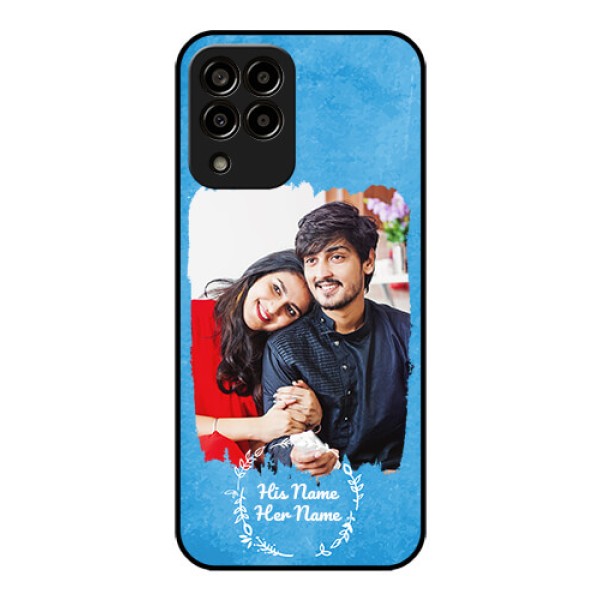 Galaxy M33 5G Custom Glass Phone Case - Blue Color Vintage Design