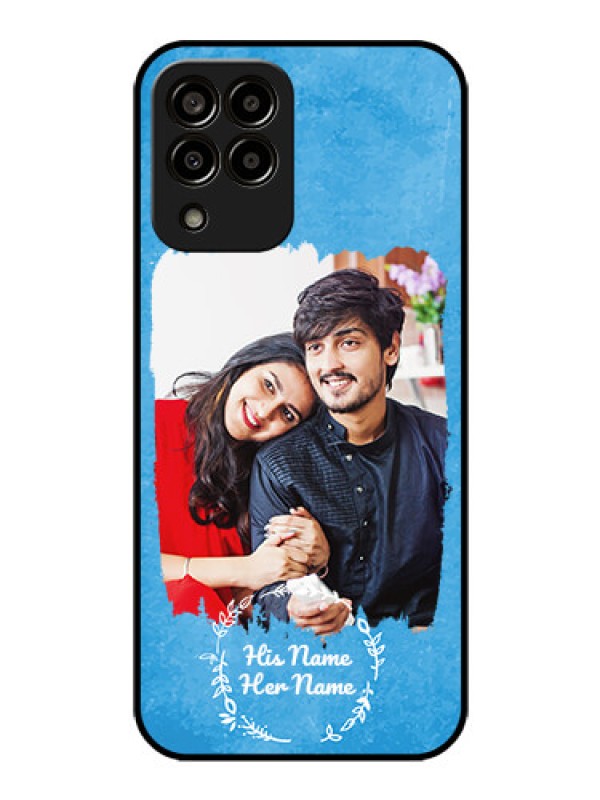 Custom Galaxy M33 5G Custom Glass Phone Case - Blue Color Vintage Design