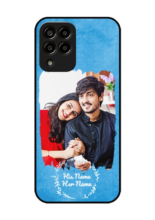 Galaxy M33 5G Custom Glass Phone Case - Blue Color Vintage Design