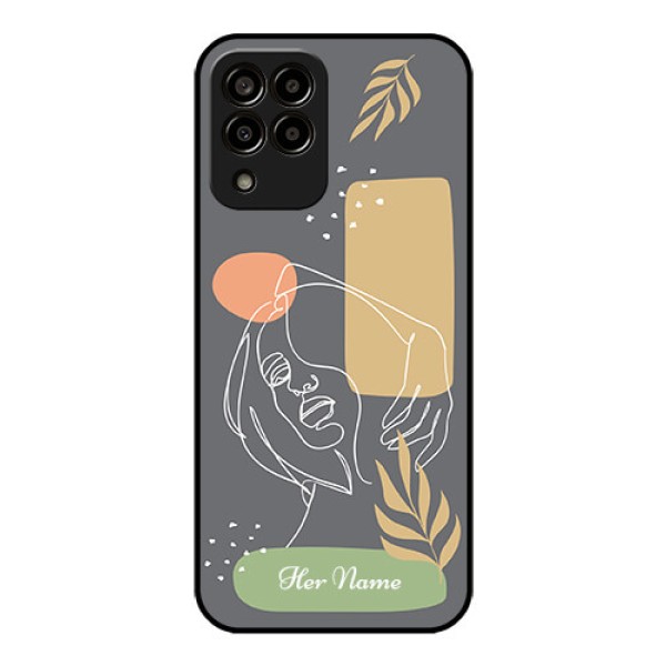 Galaxy M33 5G Custom Glass Phone Case - Gazing Woman line art Design