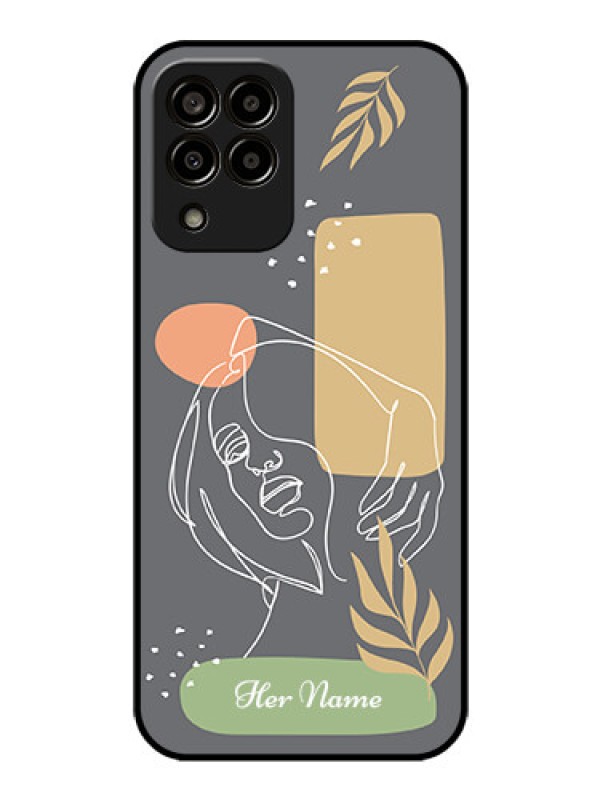 Custom Galaxy M33 5G Custom Glass Phone Case - Gazing Woman line art Design