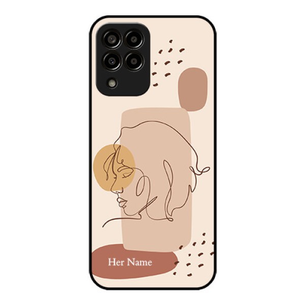 Galaxy M33 5G Photo Printing on Glass Case - Calm Woman line art Design Galaxy M33 5G Photo Printing on Glass Case - Calm Woman line art Design