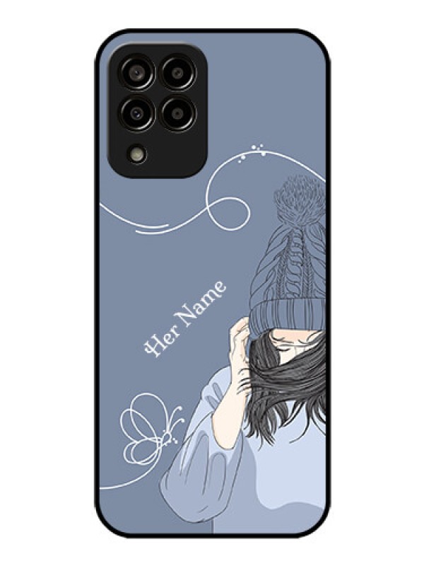 Custom Galaxy M33 5G Custom Glass Mobile Case - Girl in winter outfit Design