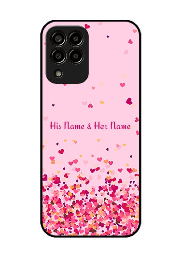 Galaxy M33 5G Photo Printing on Glass Case - Floating Hearts Design