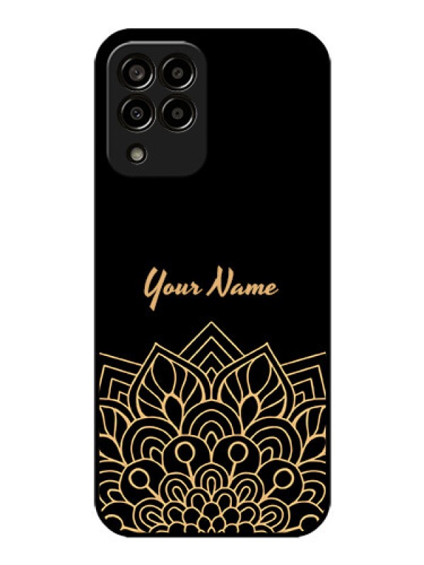 Custom Galaxy M33 5G Custom Glass Phone Case - Golden mandala Design