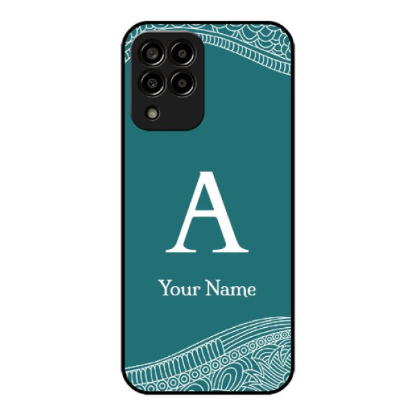 Galaxy M33 5G Personalized Glass Phone Case - line art pattern with custom name Design Galaxy M33 5G Personalized Glass Phone Case - line art pattern with custom name Design